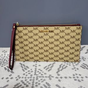 Michael Kors Jet Set Logo-Coated Zipper Clutch Wristlet